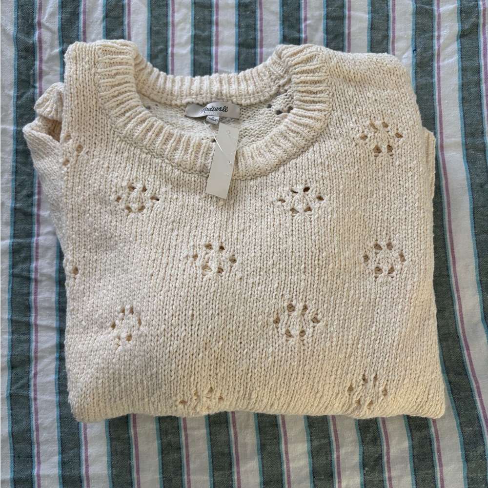 Madewell Cream Eyelet Knit Sweater